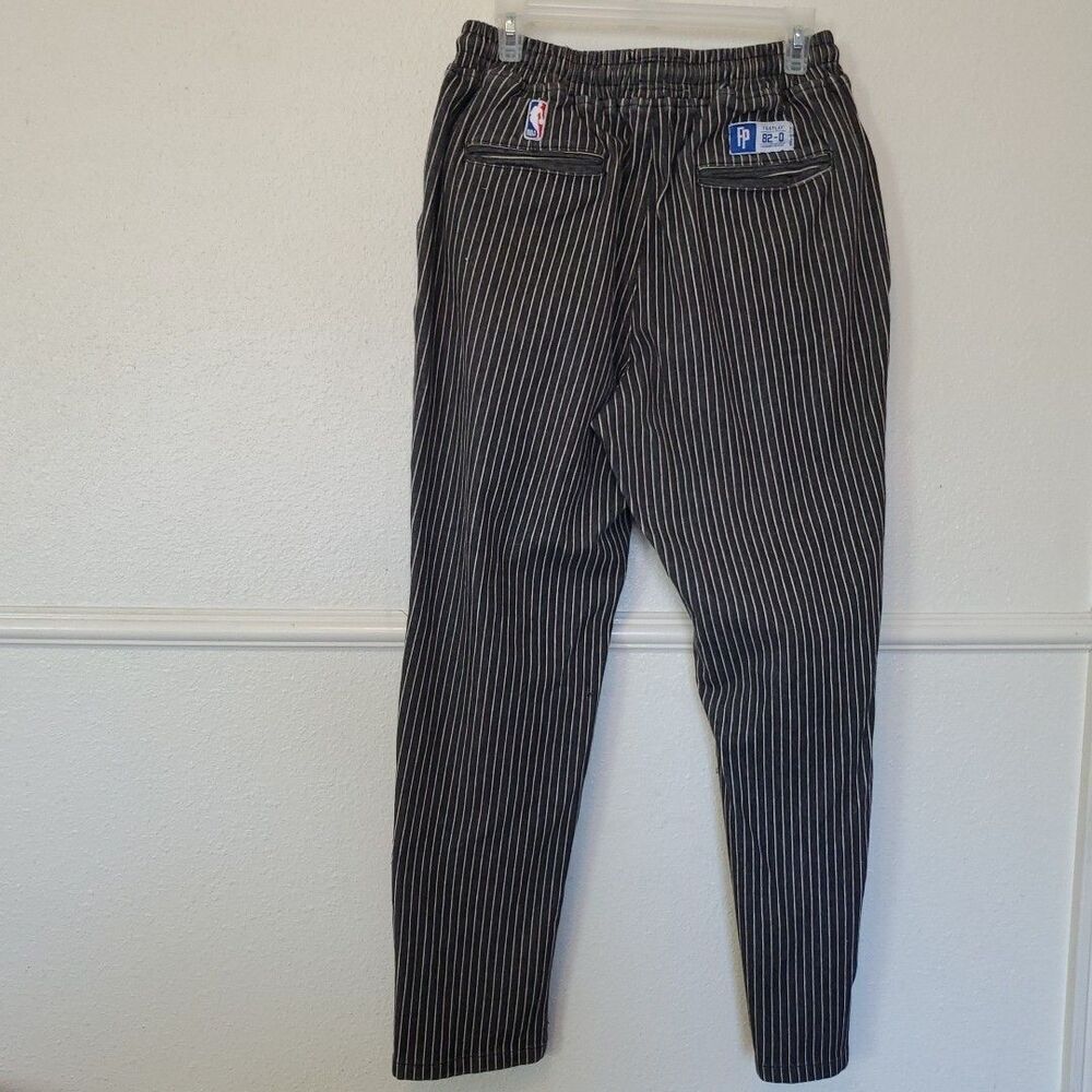 Toronto Raptors NBA FP Fairplay Pants Striped Gray Elastic Waist Womens‎ Sz L